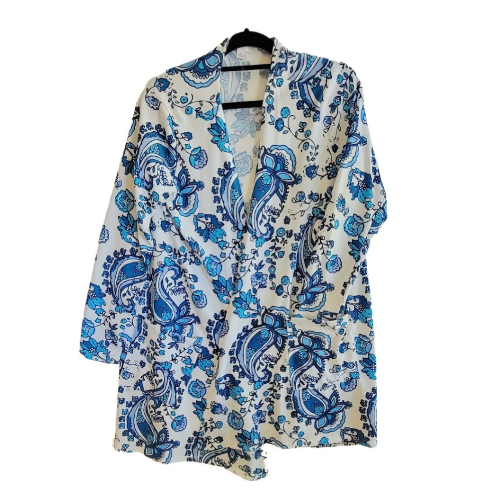 Blue and White Paisley Cardigan